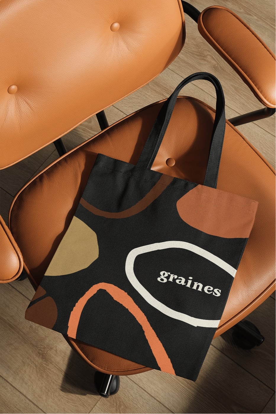 Tote bag noir Graines — packaging et branding du café de spécialité Paris 6e