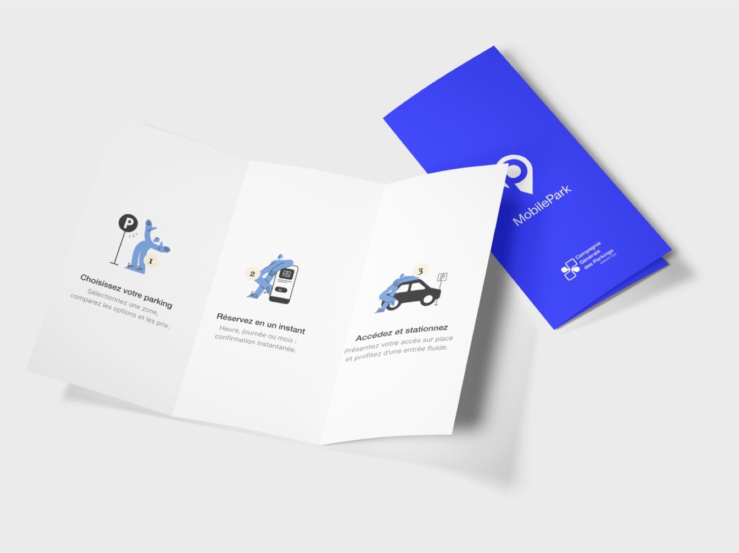 Flyer Mobile Park — parcours utilisateur : choisir, réserver et accéder à son parking